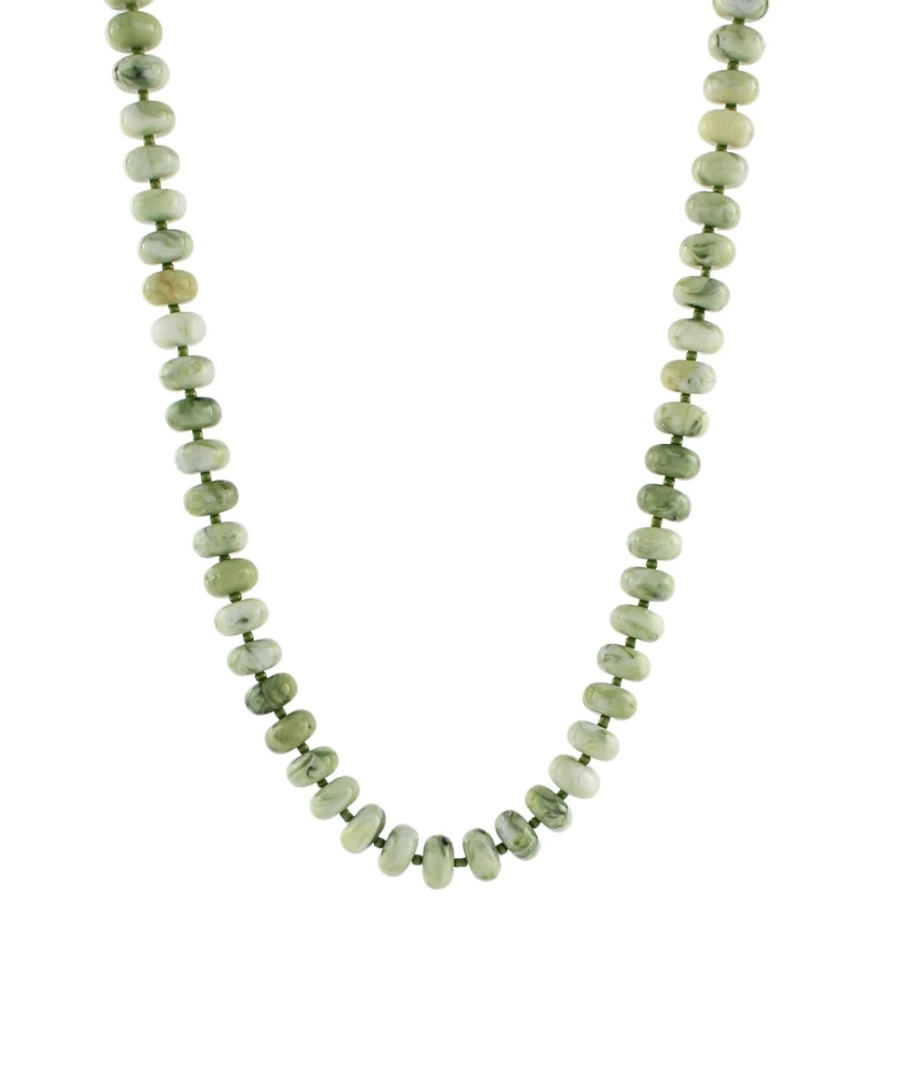 MARBLE BEADED NECKLACE - SAGE GREEN