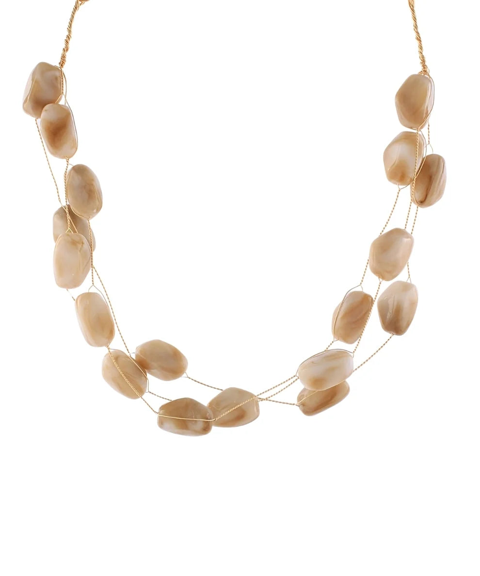 NUGGED BEADED WIRE NECKLACE - IVORY
