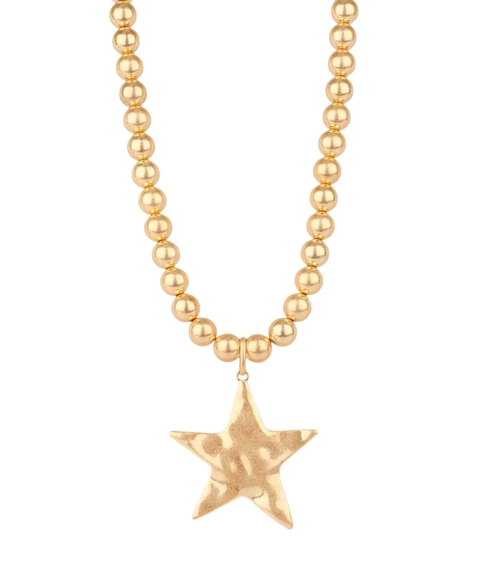 HAMMERED STAR GOLD NECKLACE