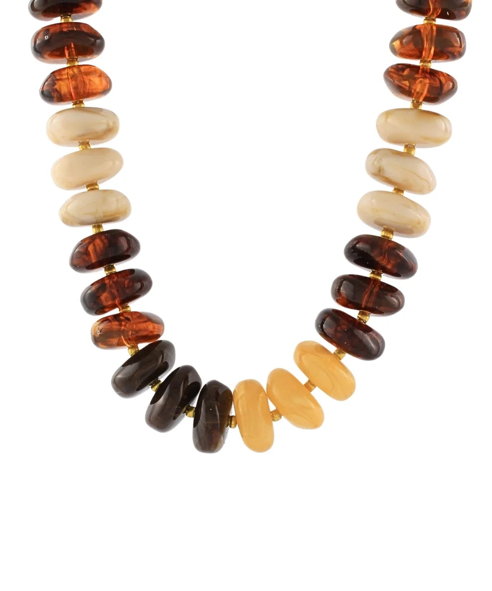 MARBLE NUGGET BALL NECKLACE - BROWN/MULTI