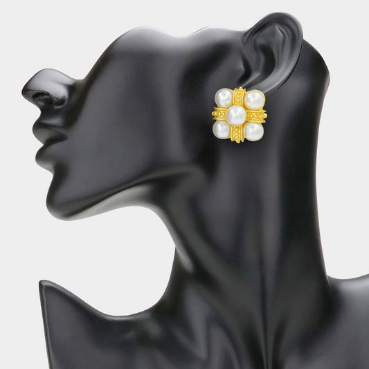 Pearl Geometric Earrings