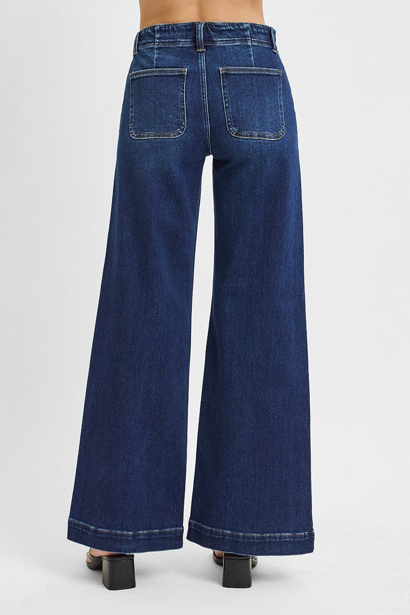 TUMMY CONTROL HIGH RISE WIDE LEG JEANS
