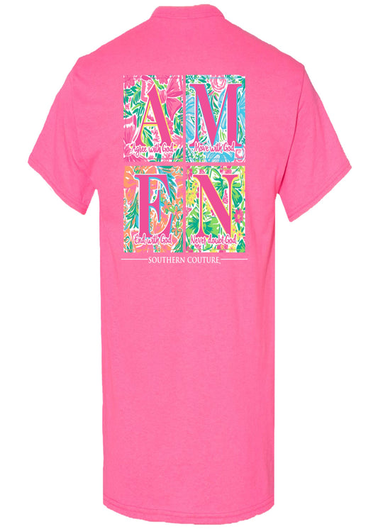 Classic Pattern Square Amen - Safety Pink