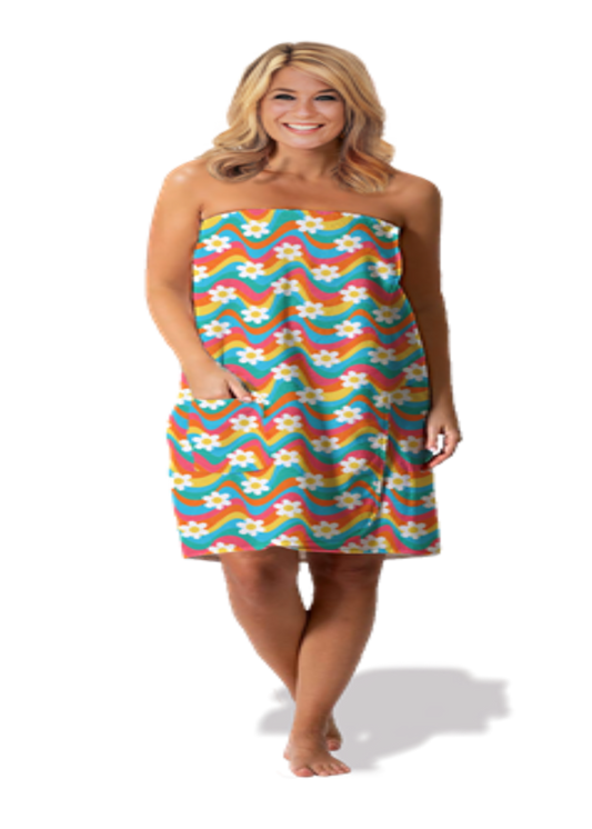 TOWEL WRAP-RETRO DAISIES