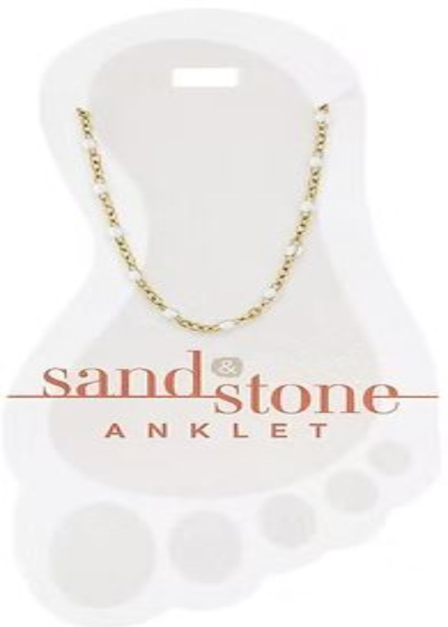 GOLD PETITE WHITE BEADED CHAIN SAND & STONE ANKLET