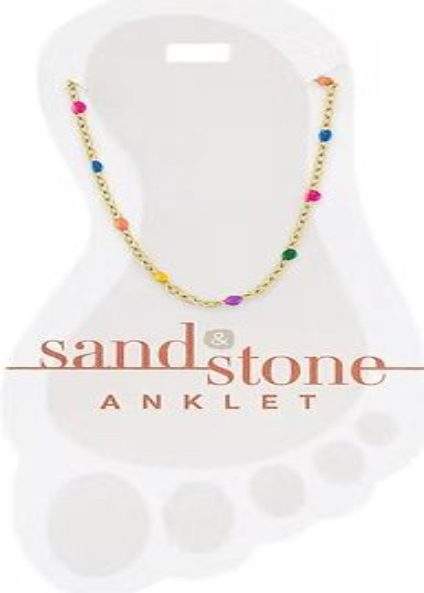 GOLD PETITE RAINBOW BEADED CHAIN SAND & STONE ANKLET