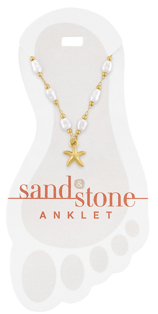 GOLD STARFISH & PEARLS ANKLET