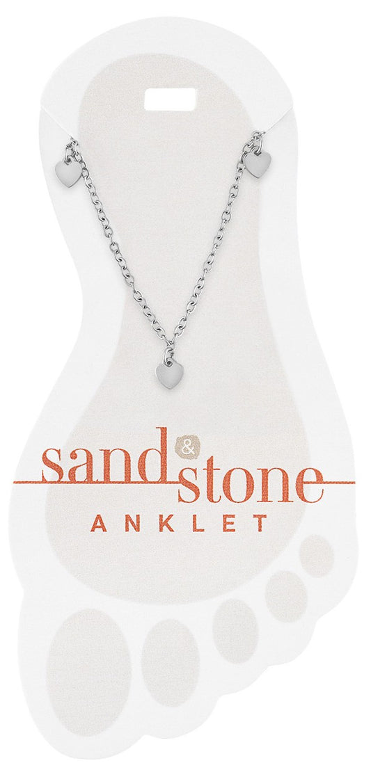 SILVER MULTI HEART DANGLE ANKLET