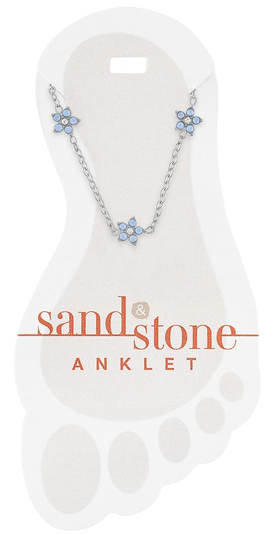 SILVER AIR BLUE OPAL FLOWER ANKLET