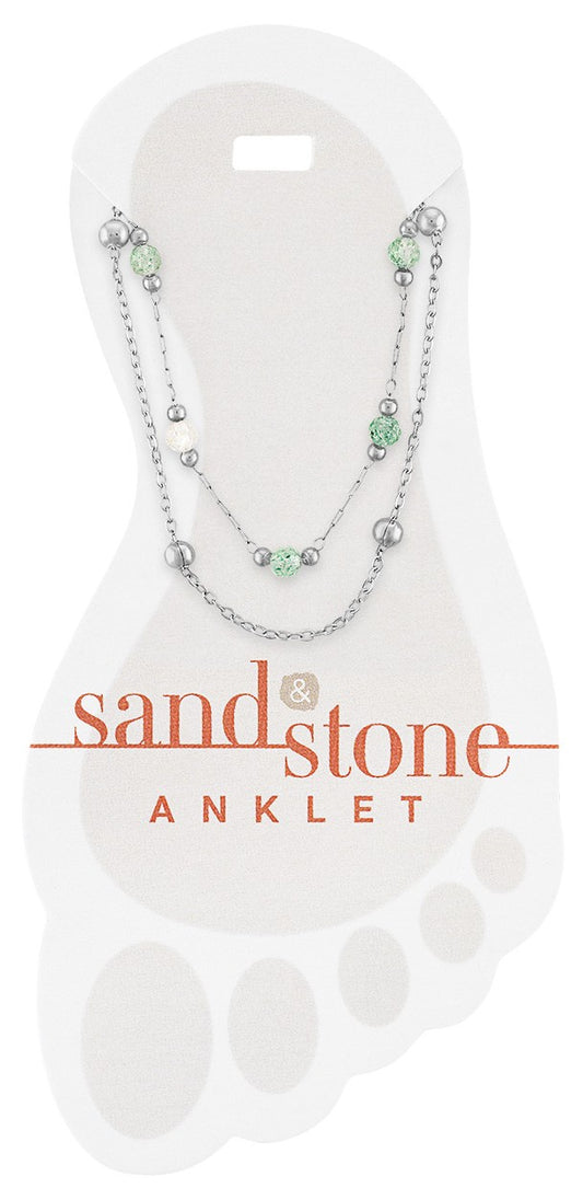 SILVER SEAGLASS DUO CHAIN ANKELT