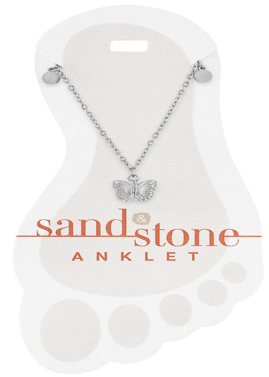 SILVER BUTTERFLY DANGLE ANKLET