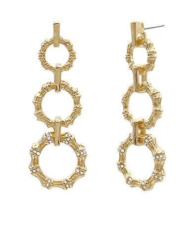 LINEAR BAMBOO SHAPE RING EARRINGS
