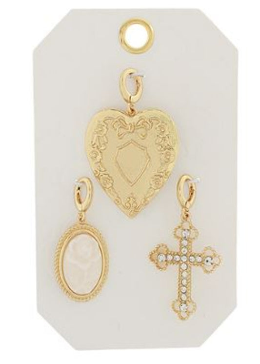 THREE CHARMS - GOLD/CLEAR