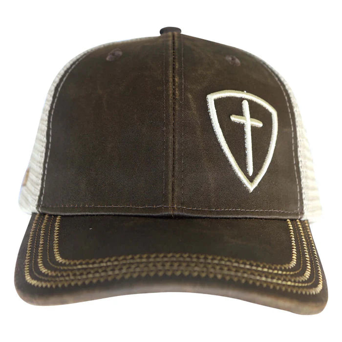 CROSS AND SHIELD CAP - BROWN