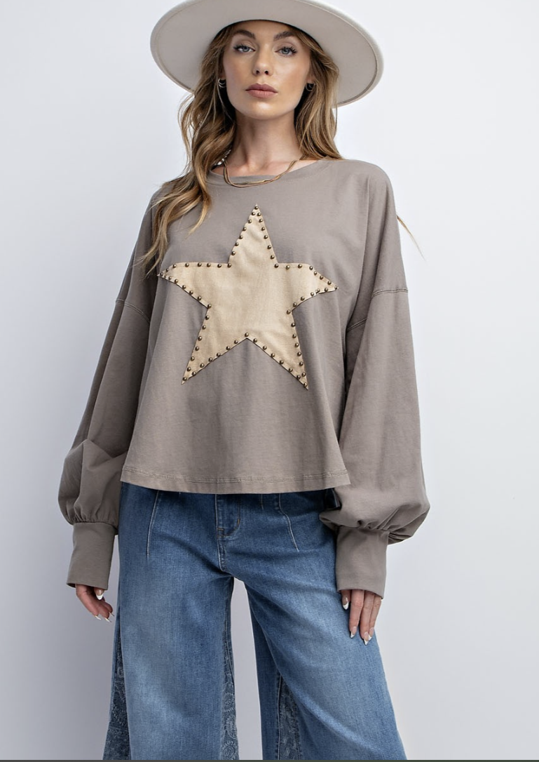 STAR PATCH TOP ASH