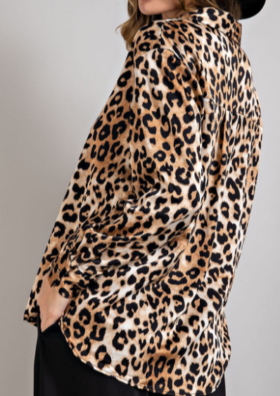 LEOPARD PRINTED BLOUSE BROWN