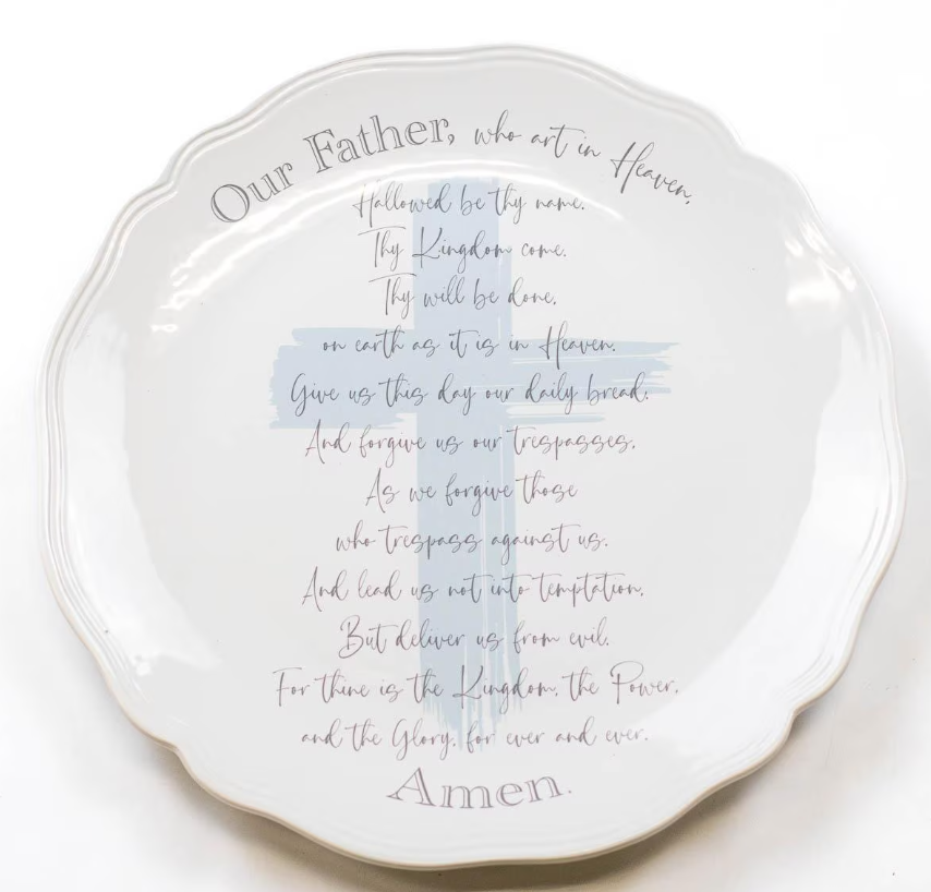 LORDS PRAYER ROUND PLATTER-WHITE/ICE/GRAY : 11.5"