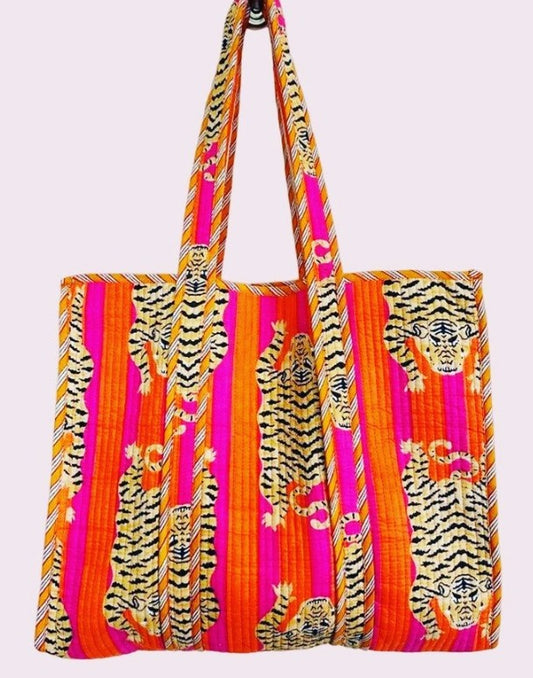 TOTE BAG-ORANGE AND PINK