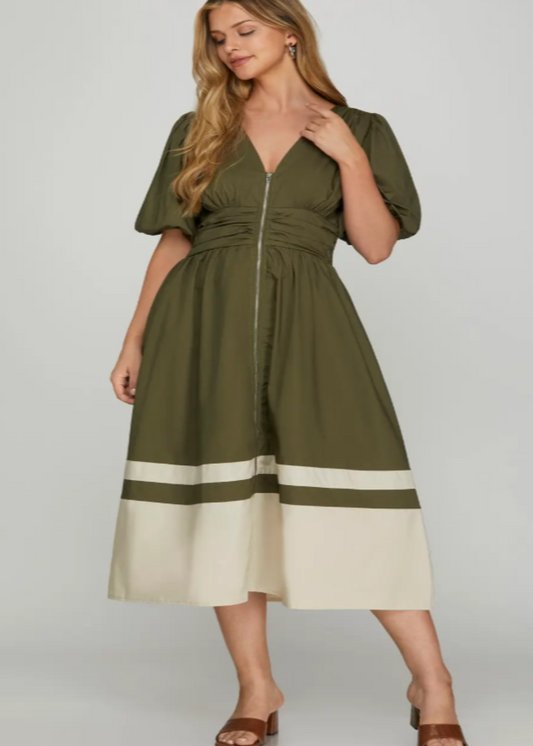 MILA MIDI DRESS - OLIVE