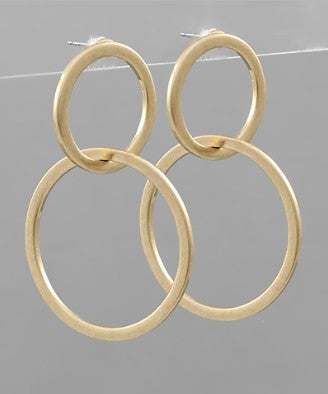 2 Linked Circle Earrings - Worn Gold
