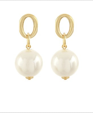 Oval & Pearl Dangle Earrings
