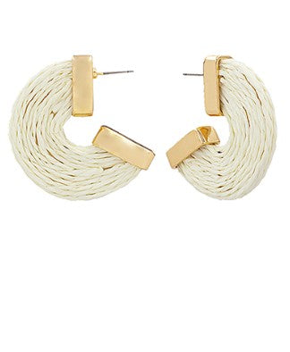 Layered Raffia Hoops - White/Gold