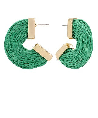 Layered Raffia Hoops - Green/Gold