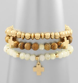 CROSS & MULTI BALL LAYER BRACELETS