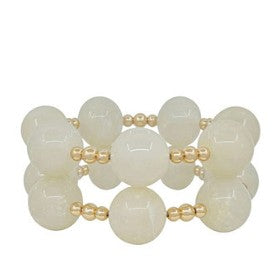 2 ROW MARBEL BALL BRACELET - IVORY/GOLD