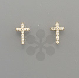 PAVED CZ CROSS STUDS - GOLD