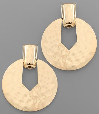 HAMMERED DISC EARRINGS - GOLD