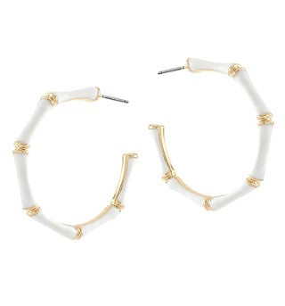 EPOXY BAMBOO EARRINGS - WHITE