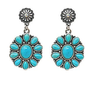 VINTAGE STYLE STONE DANGLE EARRIGNS - TURQUOISE