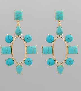 MULTI SHAPE OVAL EARRING - TUEQUOISE