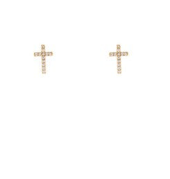 CZ CROSS BRASS STUDS - CLEAR/GOLD