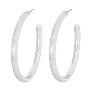 HIGH POLISHED SATIN HOOPS - SILVER