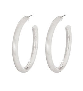 HIGH POLISHED SATIN METAL HOOPS - SILVER