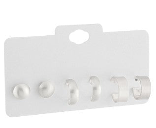 DOME MEATL STUD EARRINGS - SILVER