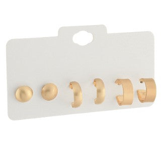 DOME MEATL STUD EARRINGS - GOLD