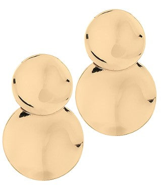TEXTURED 2 DISC EARRINGS - GOLD