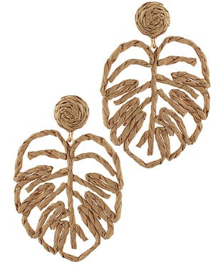 MONSTERA LEAF EARRINGS - NATURAL