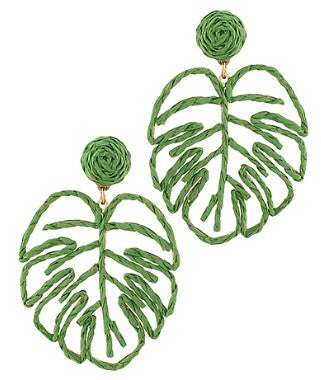 MONSTERA LEAF EARRINGS - GREEN