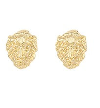 LION HEAD STUD EARRINGS - GOLD