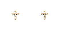 PAVE CZ CROSS STUDS - CLEAR/GOLD