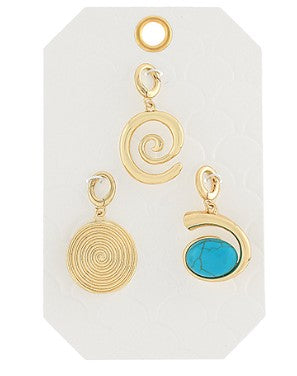 SWIRL STONE CHARM SET - TURQUOISE