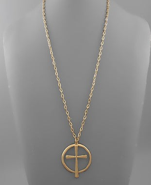 CROSS & CIRCLE PENDANT NECKALCE