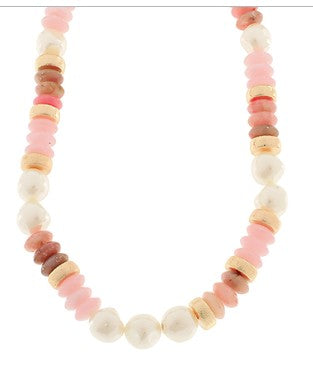 PEARL & RONDELLE BEADS NECKLACE