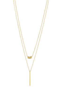 LAYERED BEAN & BAR NECKLACE -  GOLD