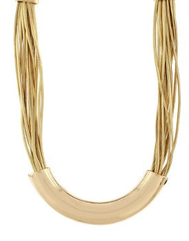 16 LAYERED CHUNCKY HALF TUBE NECKLACE - GOLD