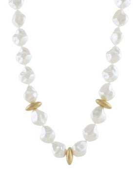 BAROQUE PEARL NECKLACE - CREAM/GOLD